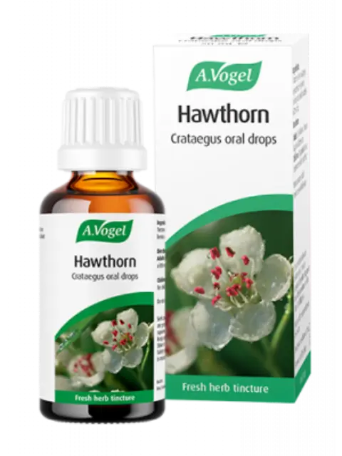 A.Vogel Hawthorn Crataegus oral drops bottle and box with flower image.