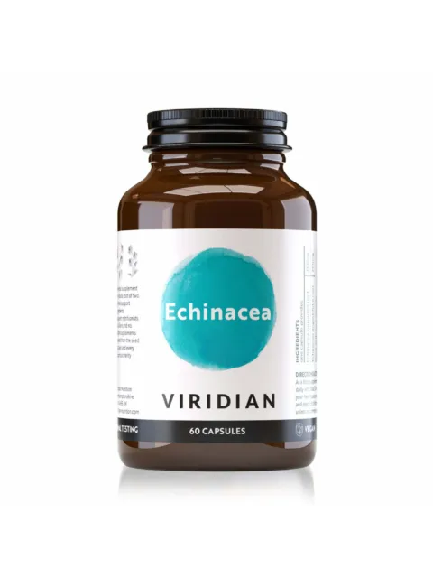 Brown bottle labelled "Echinacea" by Viridian, containing 60 capsules.