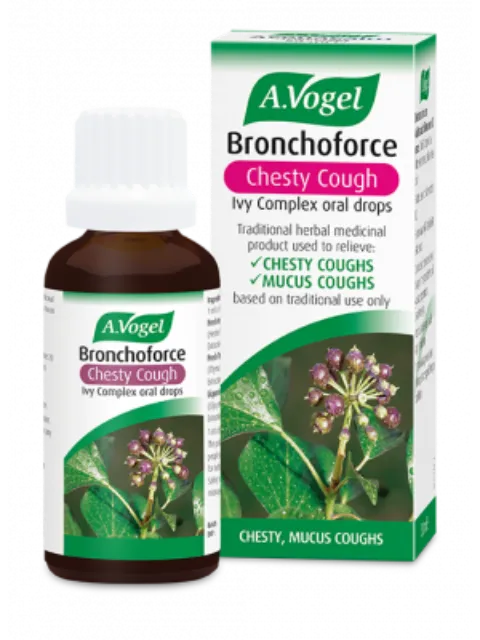 A.Vogel Bronchoforce Chesty Cough oral drops with ivy, for chesty and mucus coughs.