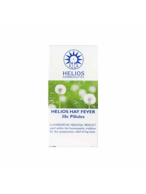 Helios Hay Fever 30c Pillules box with dandelion design.