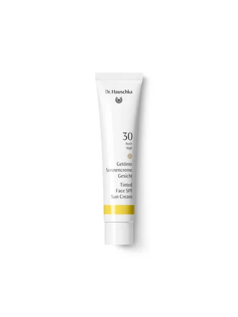 Dr. Hauschka Tinted Face SPF 30 Sun Cream tube on white background.