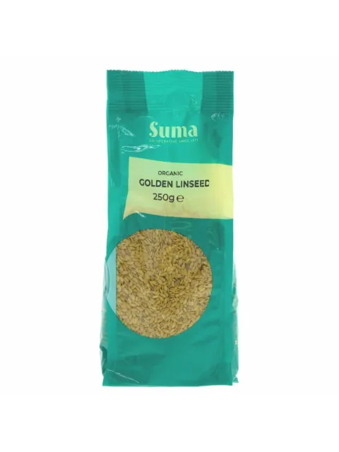 Suma Organic Golden Linseed 250g pack.