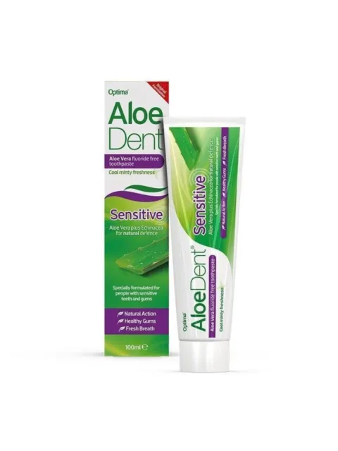 Aloe Dent Sensitive toothpaste, 100ml, with Aloe Vera and Echinacea for sensitive teeth and gums.
