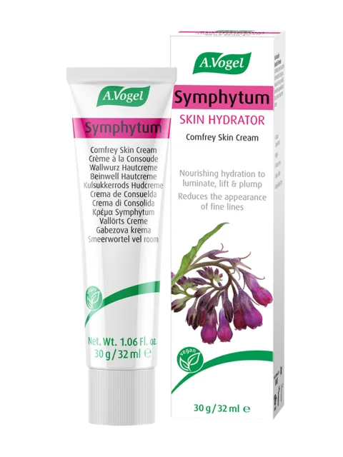 A.Vogel Symphytum Skin Hydrator tube and box, 30g, with comfrey flower image.