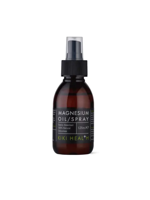 KIKI Health Magnesium Oil Spray, 125ml, brown bottle with black label.