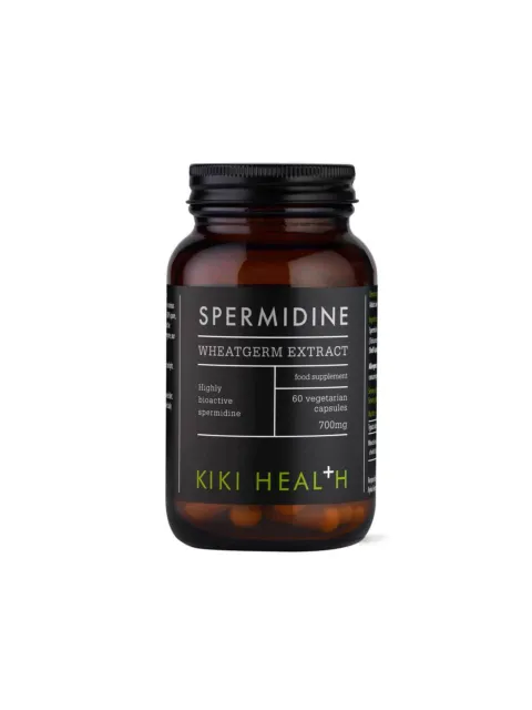 Brown bottle of Kiki Health Spermidine Wheatgerm Extract, 60 capsules, 700mg.