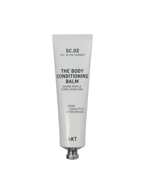 Tube of AKT Body Conditioning Balm, cedar, eucalyptus, bitter orange.