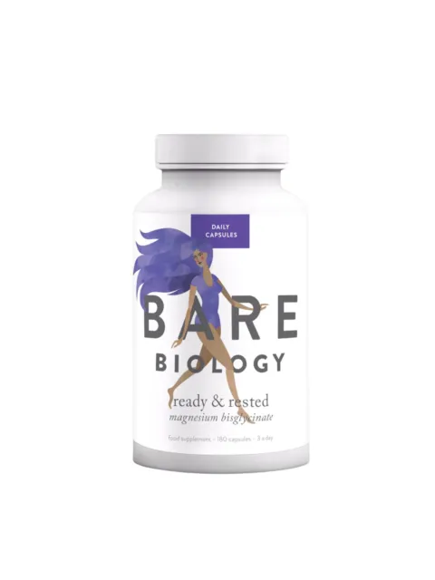 Bare Biology magnesium bisglycinate capsules, 180 count, daily use.