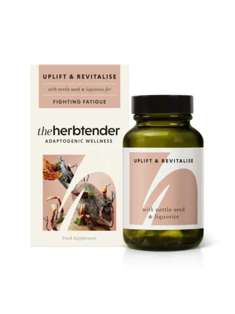 Herbtender Uplift & Revitalise supplement with nettle seed and liquorice for fighting fatigue.