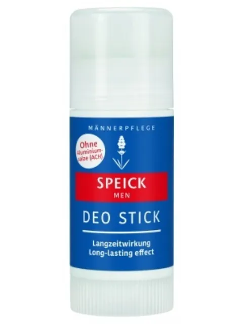 Speick Men deodorant stick, blue and red label, no aluminium salts, long-lasting effect.