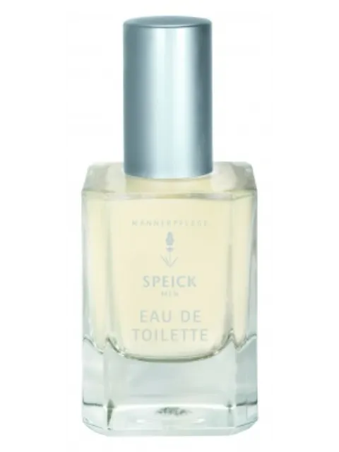 Speick Men Eau de Toilette bottle with silver cap.