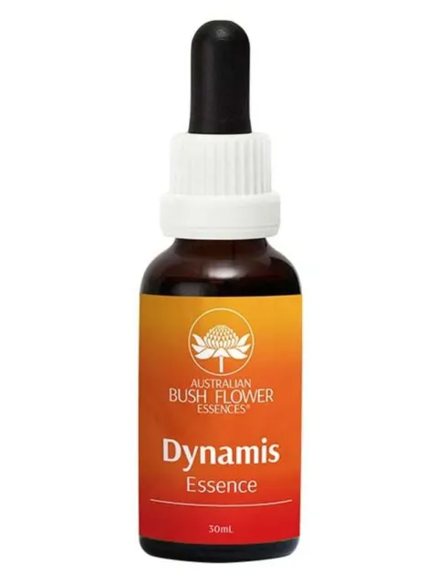 Brown bottle with dropper, labelled "Dynamis Essence, Australian Bush Flower Essences, 30mL".