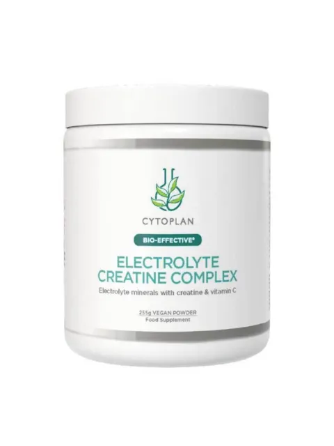 Cytoplan Electrolyte Creatine Complex, 255g vegan powder supplement.