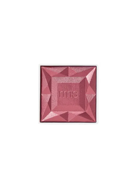 Square pink blush with embossed "rms" logo, geometric pattern.