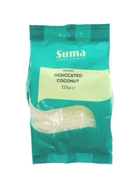 Suma organic desiccated coconut, 125g pack.