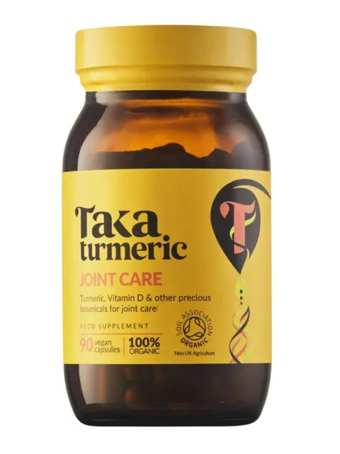 Taka Turmeric Joint Care, 90 vegan capsules, 100% organic, Soil Association certified.