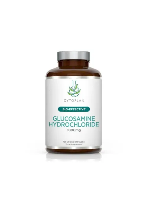 Cytoplan Glucosamine Hydrochloride 1000mg, 120 vegan capsules, food supplement bottle.
