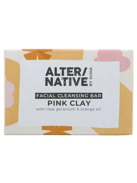 ALTER/NATIVE by Suma facial cleansing bar, pink clay, rose geranium and orange oil.