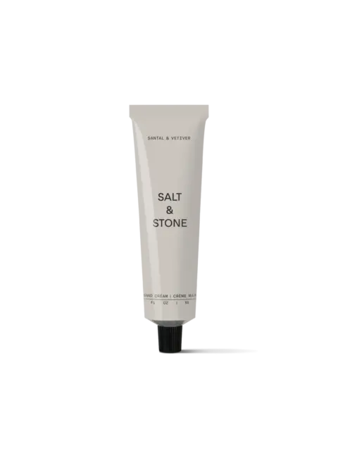 Salt & Stone hand cream tube, Santal & Vetiver, 60 ml.