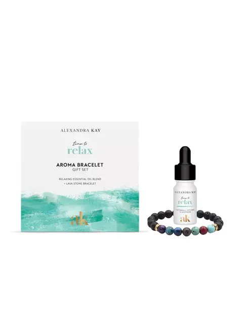 Aroma bracelet gift set with essential oil and lava stone bracelet.