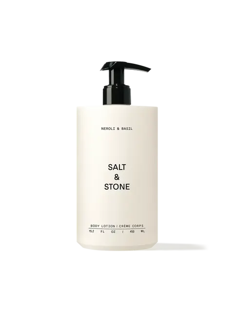 Salt & Stone body lotion, Neroli & Basil, 450 ml pump bottle.