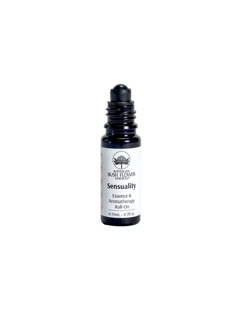 Roll-on bottle labelled "Sensuality Essence & Aromatherapy", 10ml.