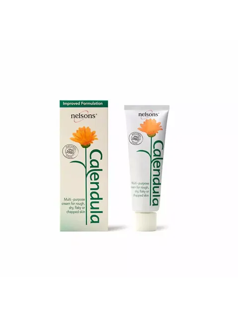 Calendula cream tube and box for rough, dry, flaky skin.