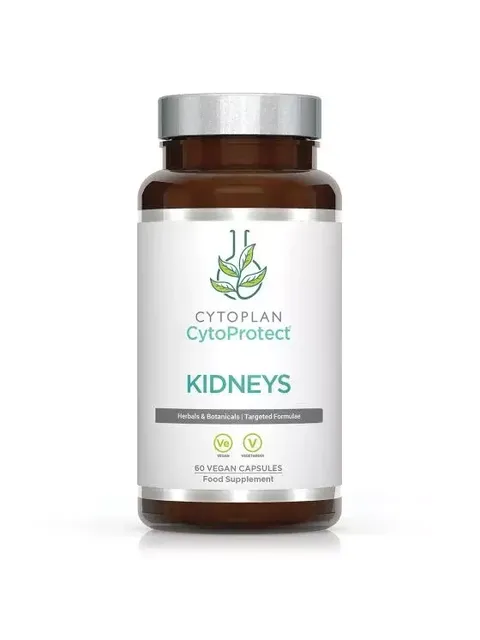 Cytoplan CytoProtect Kidneys, 60 vegan capsules, food supplement bottle.