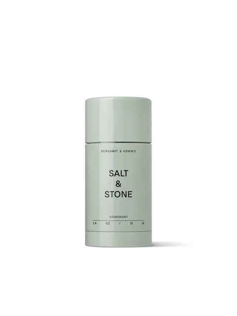 Salt & Stone deodorant stick, bergamot and hinoki scent, 75g.