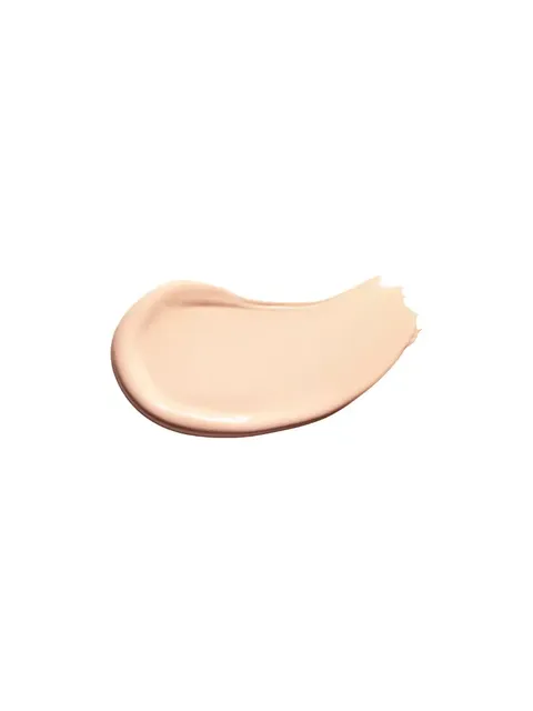 Creamy beige skincare product swatch on white background.