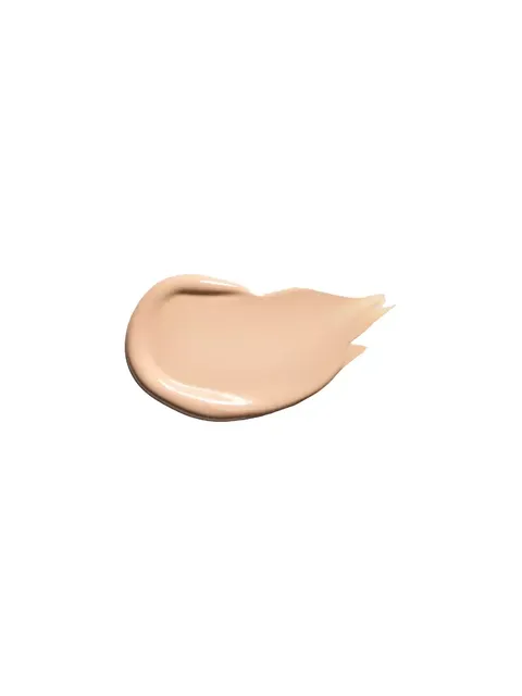 Beige foundation smear on white background.