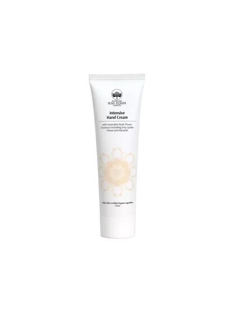 White tube of Intensive Hand Cream, 50ml, with Australian Bush Flower Essences.
