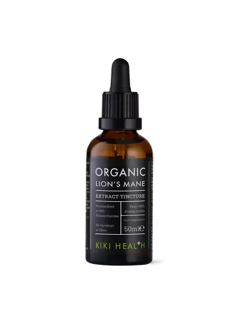 Organic Lion's Mane extract tincture, 50ml bottle by Kiki Health.