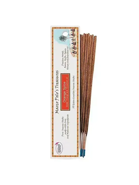 Marco Polo's Treasures Orange Spice incense sticks, 10 pack, with cinnamon oil.