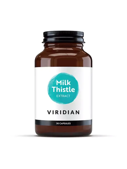 Viridian Milk Thistle Extract bottle, 30 capsules.