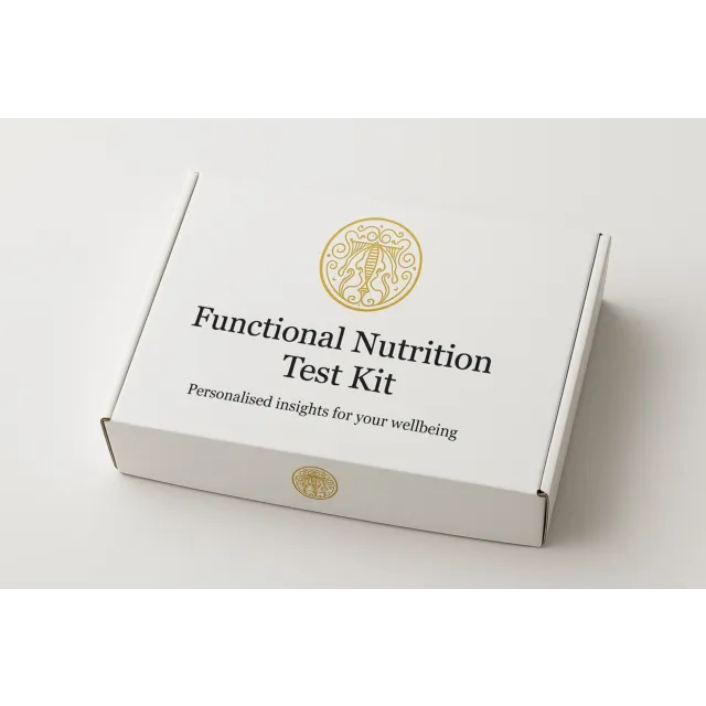 Functional Nutrition Test Kit box with gold emblem on white background.