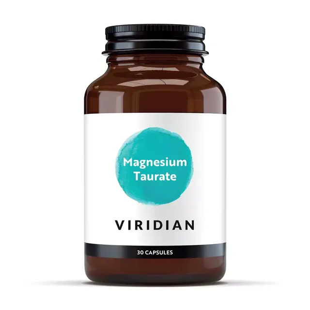 Brown bottle of Viridian Magnesium Taurate, 30 capsules.