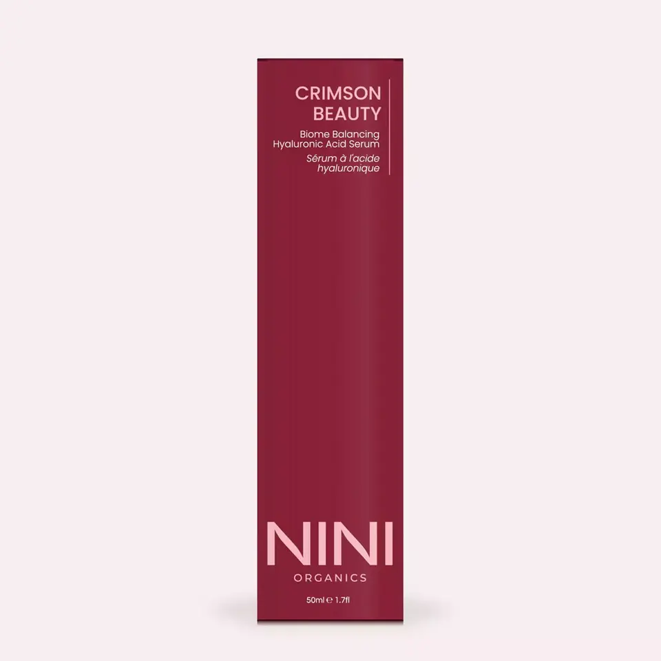 Crimson Beauty Biome Balancing Hyaluronic Acid Serum, 50ml, by NINI Organics.