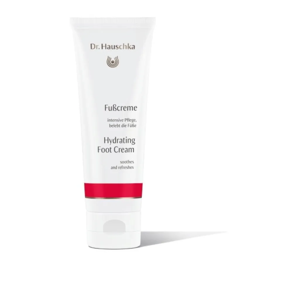 Dr. Hauschka Hydrating Foot Cream tube with red band.