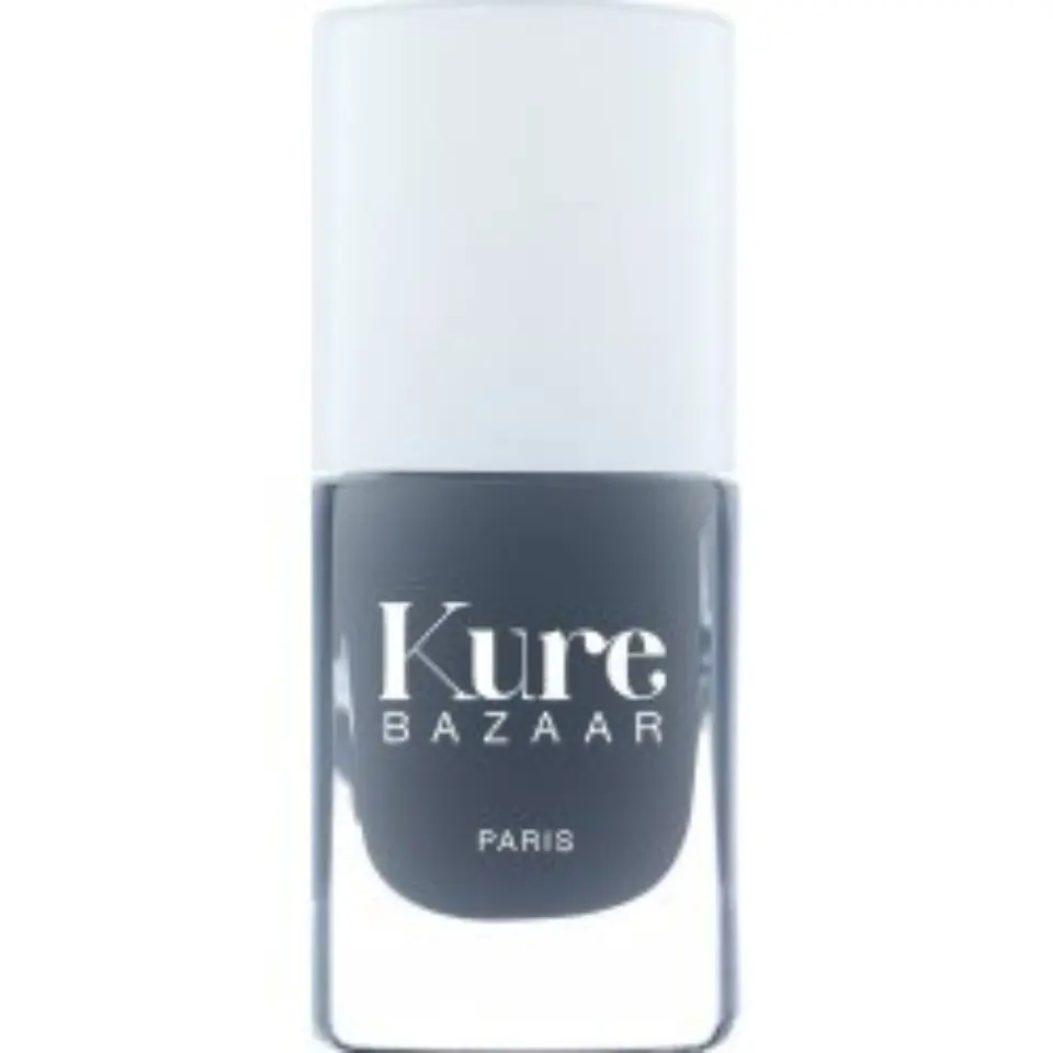 Kure Bazaar nail polish bottle with grey shade and white cap.