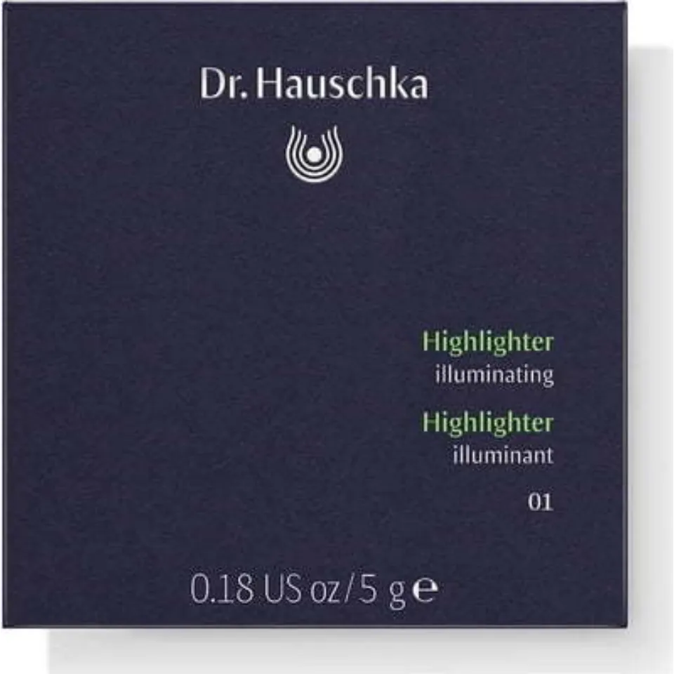 Dr. Hauschka Highlighter box, 5g, shade 01, navy with white and green text.