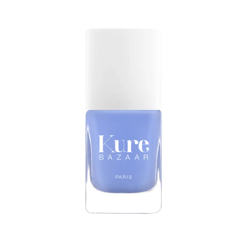 Kure Bazaar Paris blue nail polish bottle with white cap.