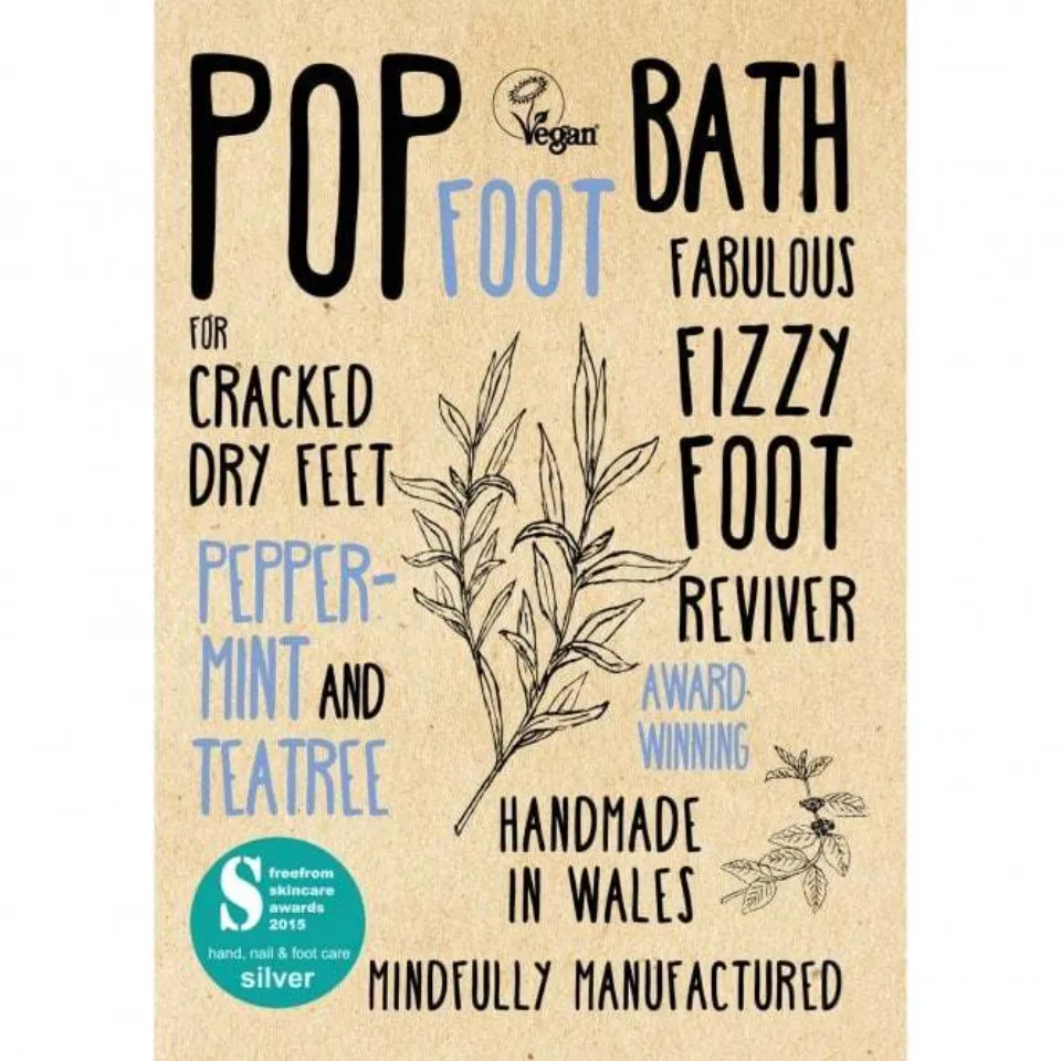 Pop Foot Bath for cracked dry feet, peppermint and teatree, handmade in Wales, award-winning.