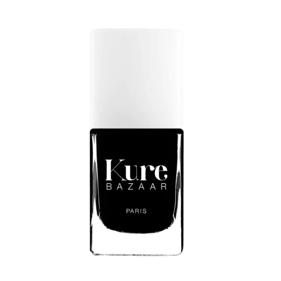 Kure Bazaar black nail polish bottle with white cap.