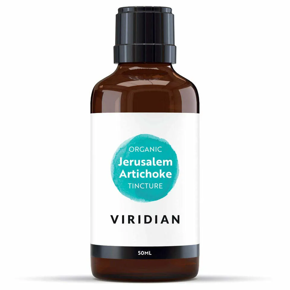 Brown bottle of Viridian Organic Jerusalem Artichoke Tincture, 50ml.