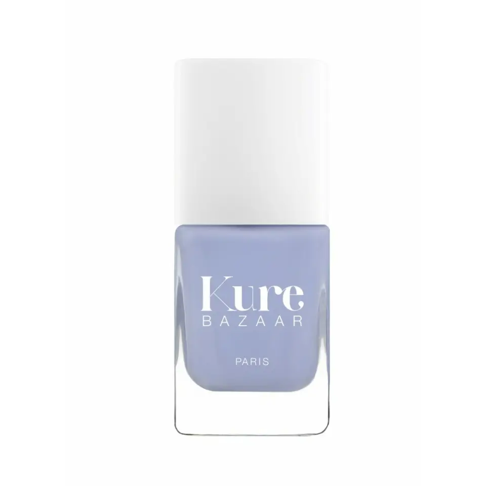 Kure Bazaar nail polish bottle with white cap and blue shade.