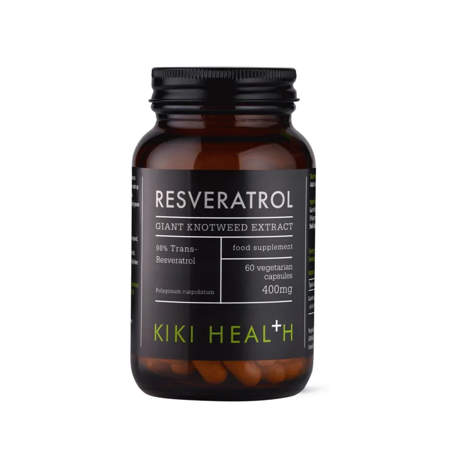 Kiki Health Resveratrol supplement, 60 vegetarian capsules, 400mg.