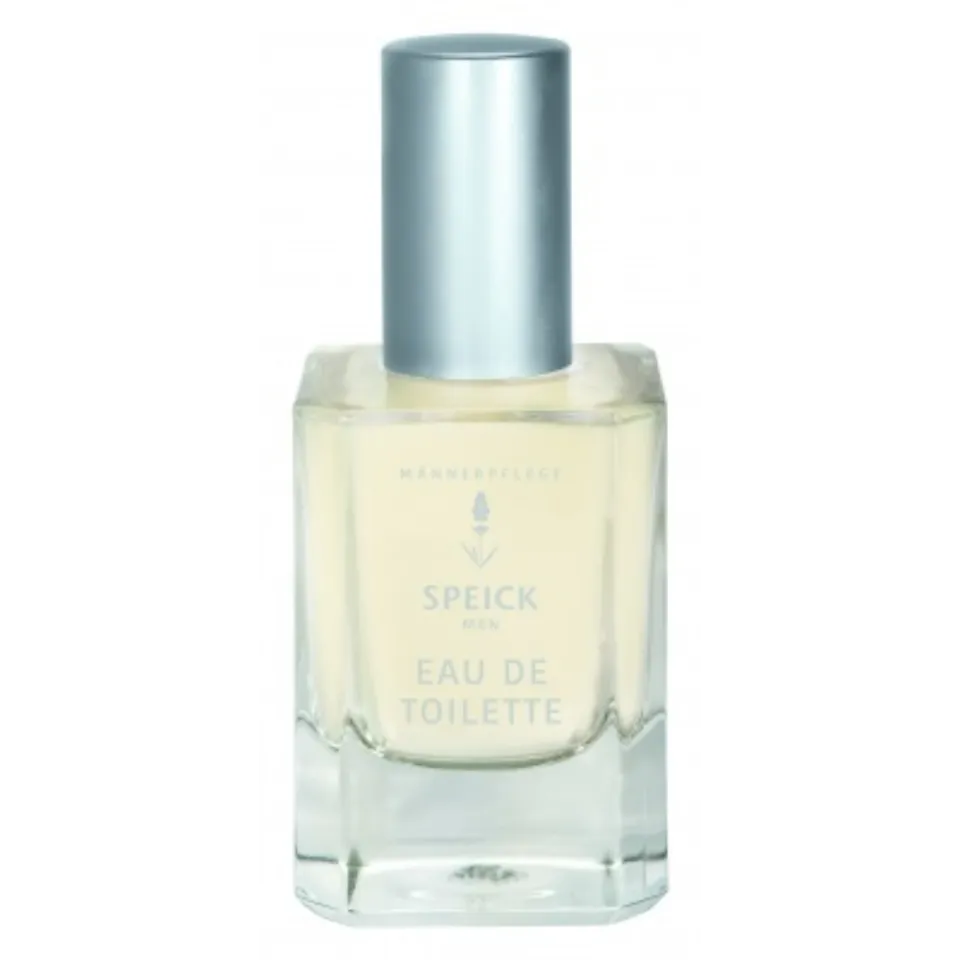 Speick Men Eau de Toilette bottle with silver cap.