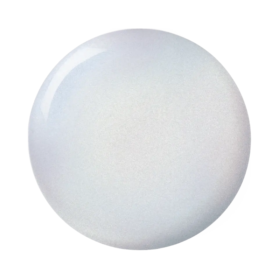 Translucent white gel blob on a white background.