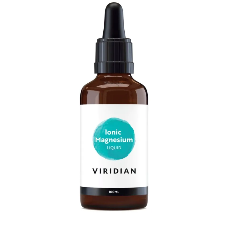Brown bottle with dropper, labelled "Ionic Magnesium Liquid, Viridian, 100ml".